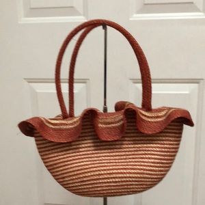 One of a kind fully lined straw purse
